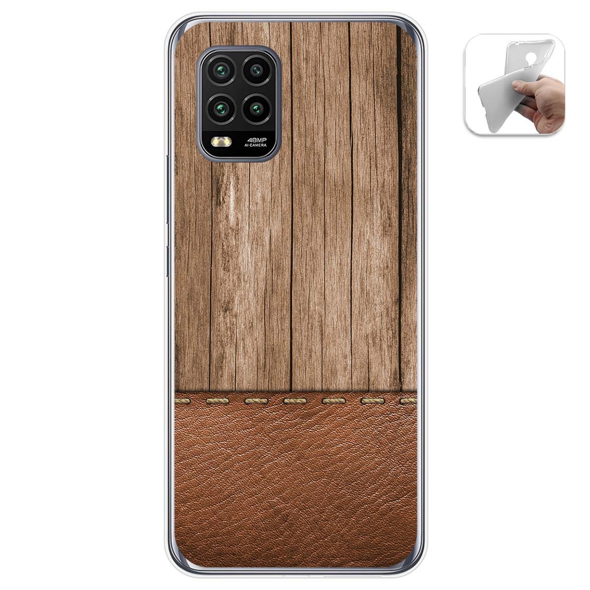 Tumundosmartphone Funda Gel Tpu para Xiaomi Mi 10 Lite diseño Madera 09 Dibujos