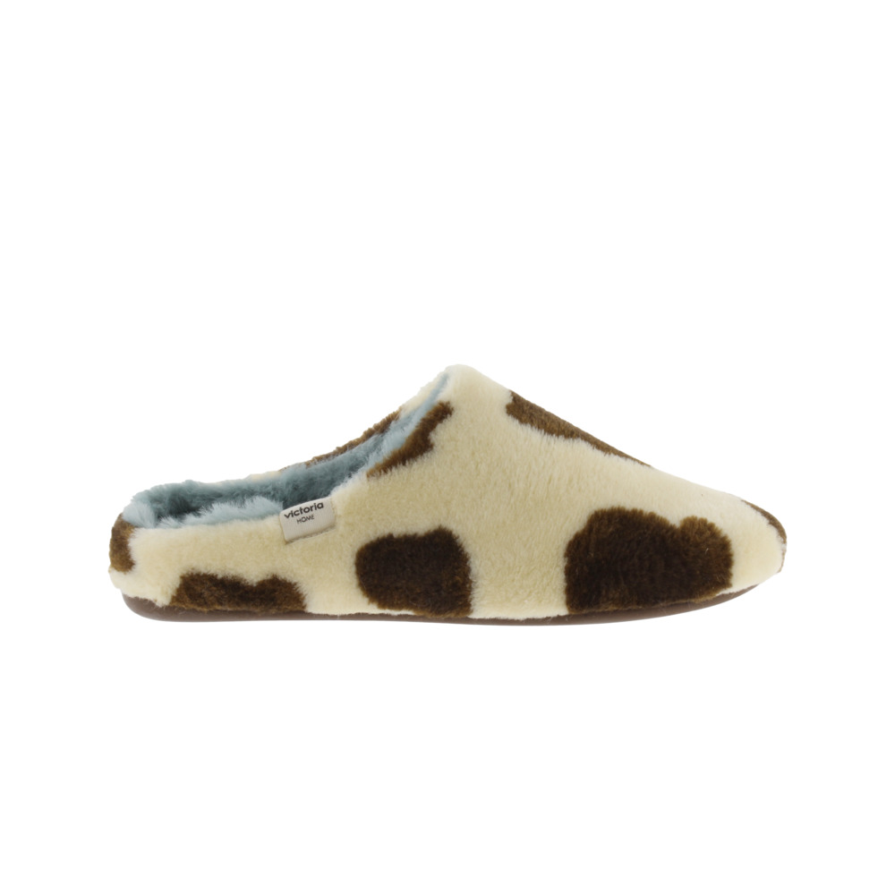 Victoria Norte Zapatillas de casa abiertas de pelo con estampado de vaca 1081127