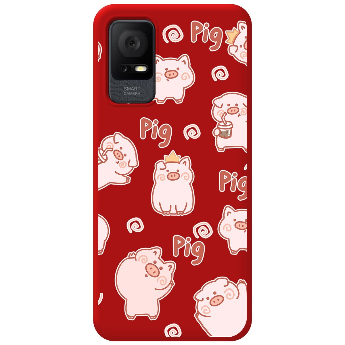 Funda Silicona Líquida Roja para TCL 405 diseño Cerdos Dibujos