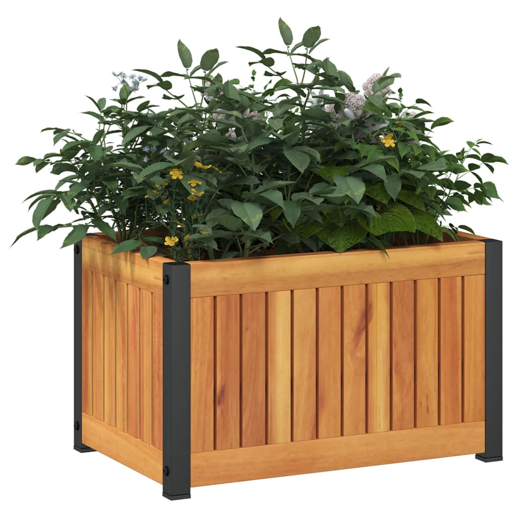 vidaXL Jardinera de madera maciza de acacia y acero Dimensiones 45 x 45 x 44 cm,  85 x 45 x 44 cm,  110 x 45 x 44 cm y mas