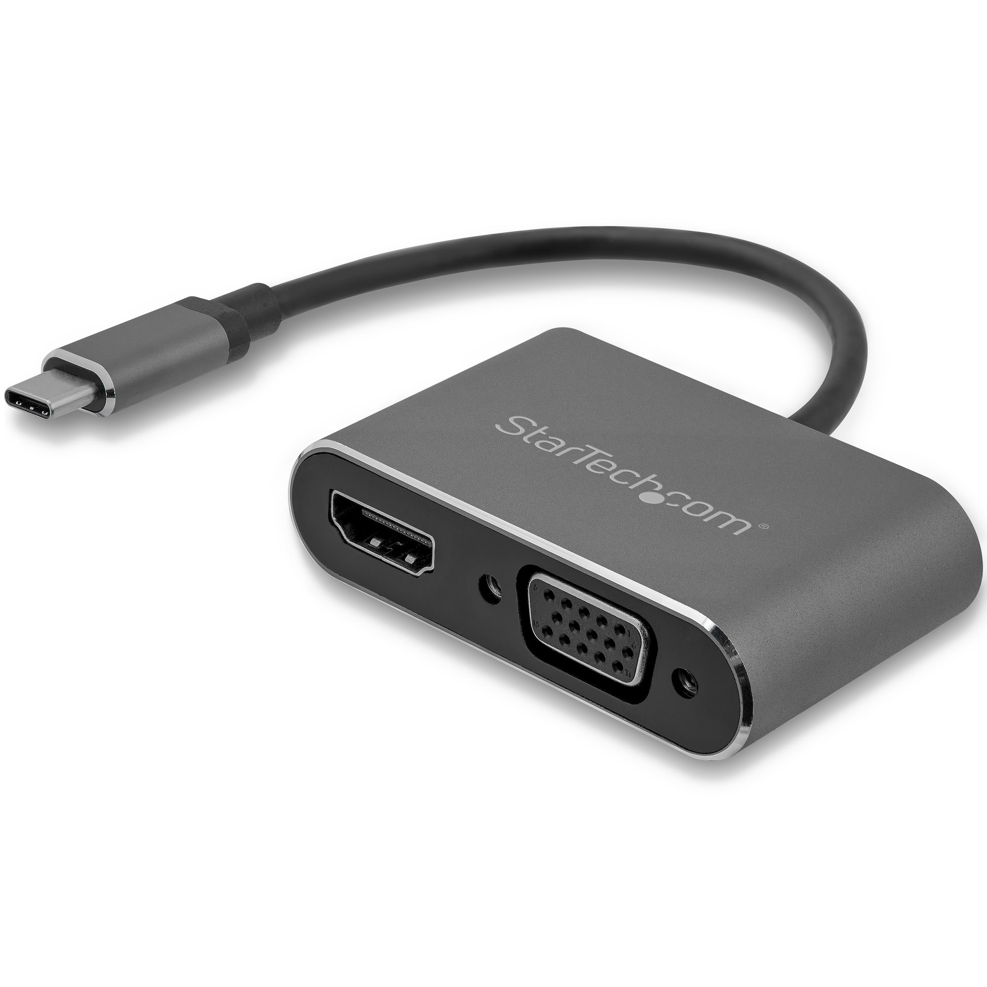 StarTech.com Adaptador USB-C a VGA y HDMI - 2en1 - 4K 30Hz - Gris Espacial - Adaptador Gráfico Exter