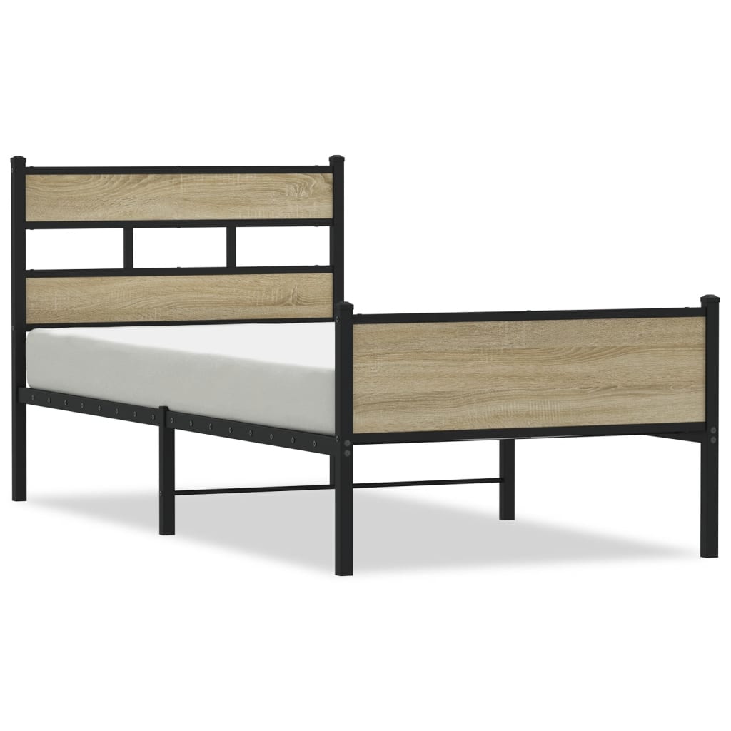 vidaXL Estructura de cama sin colchón madera roble Sonoma 107x200 cm