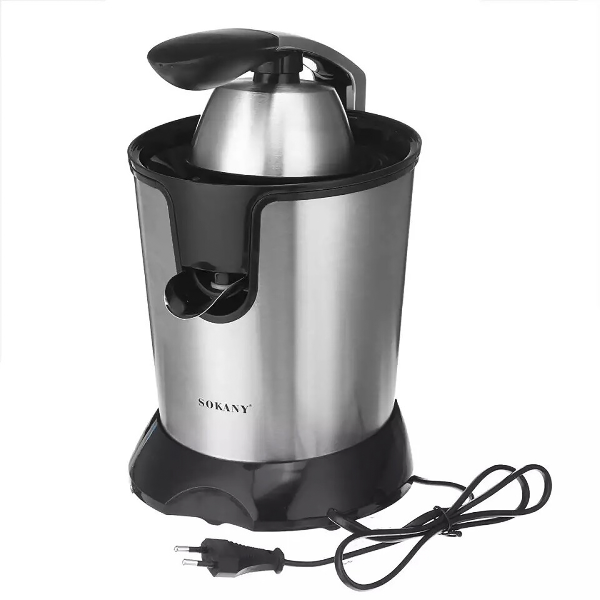 Exprimidor Electrico 350W con Mango de Presion, Exprimidor de Naranja Profesional con Palanca para Prensar, Exprimidor Citricos Prensador, Electrodomestico de cocina para Zumo.  Exprimidor de Limon, SOKANY JE-651E