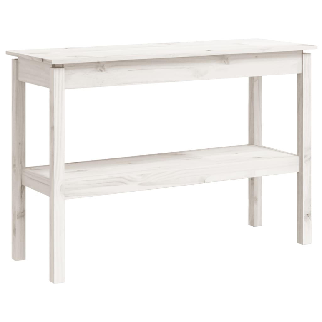 Vidaxl Mesa Consola de Madera Maciza de Pino 110x40x75 Cm Natural, Blanco, Gris