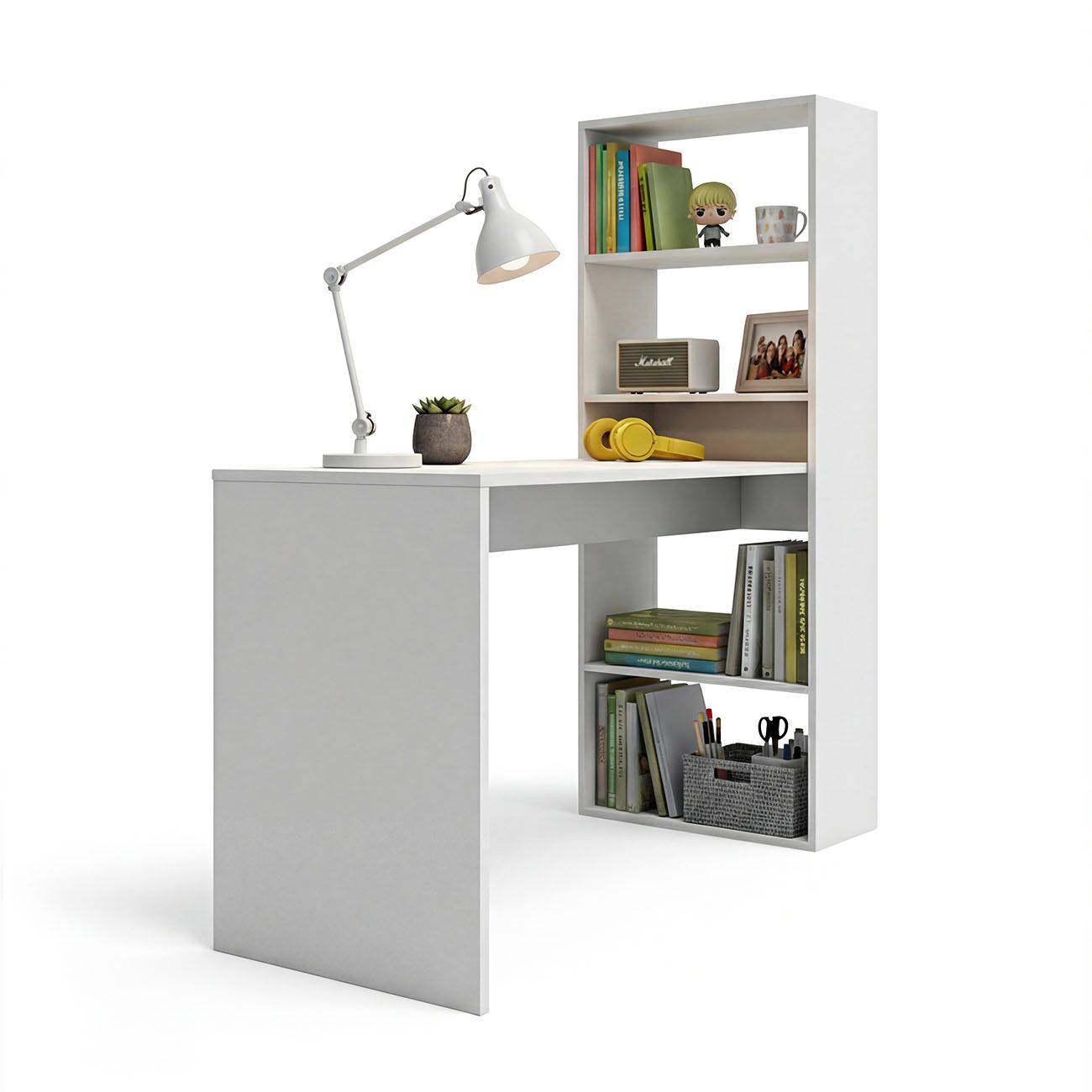 duehome - Mesa de escritorio con estantería 120x50 cm Cosmic