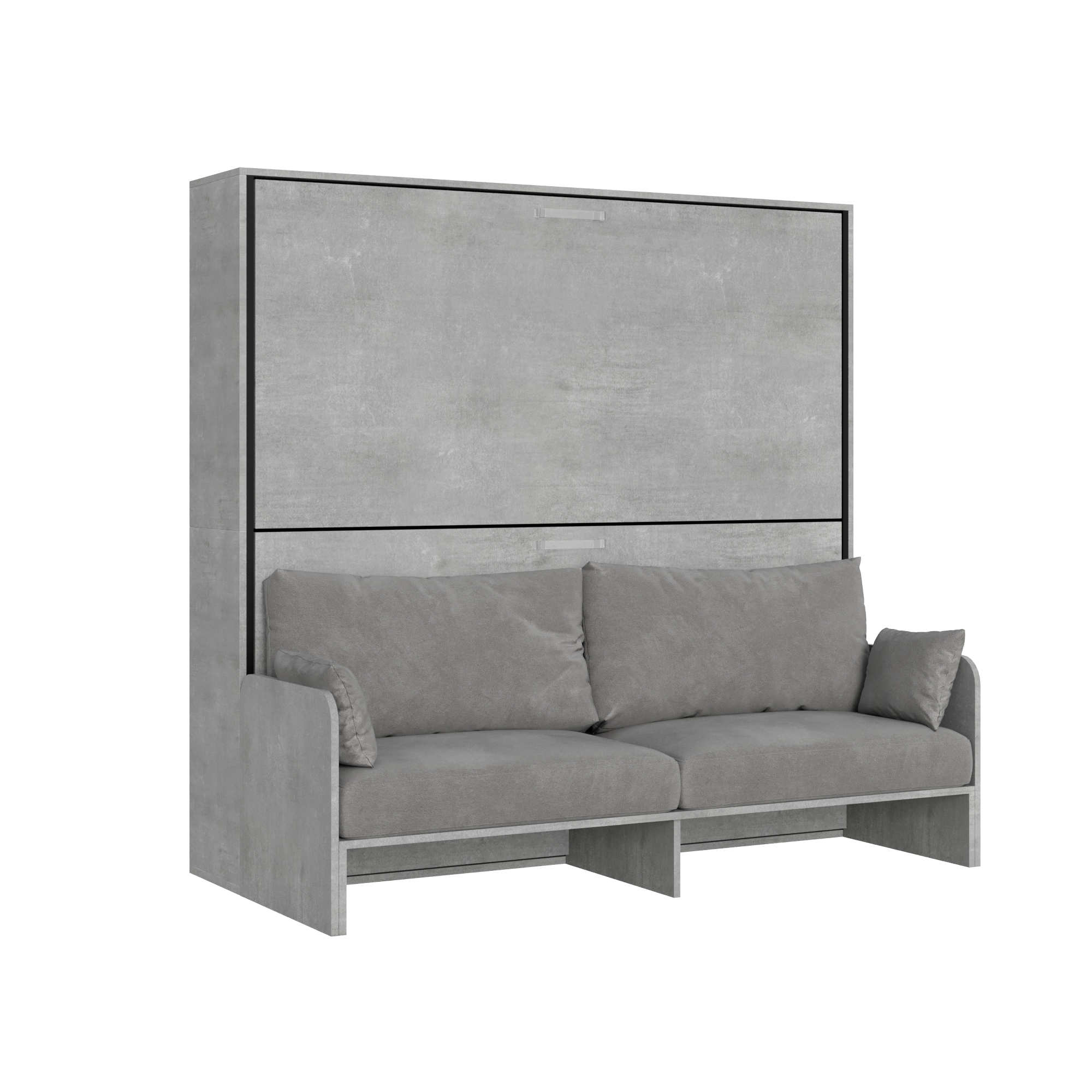 Cama doble abatible Kando con sofá de hormigón, gris - Itamoby