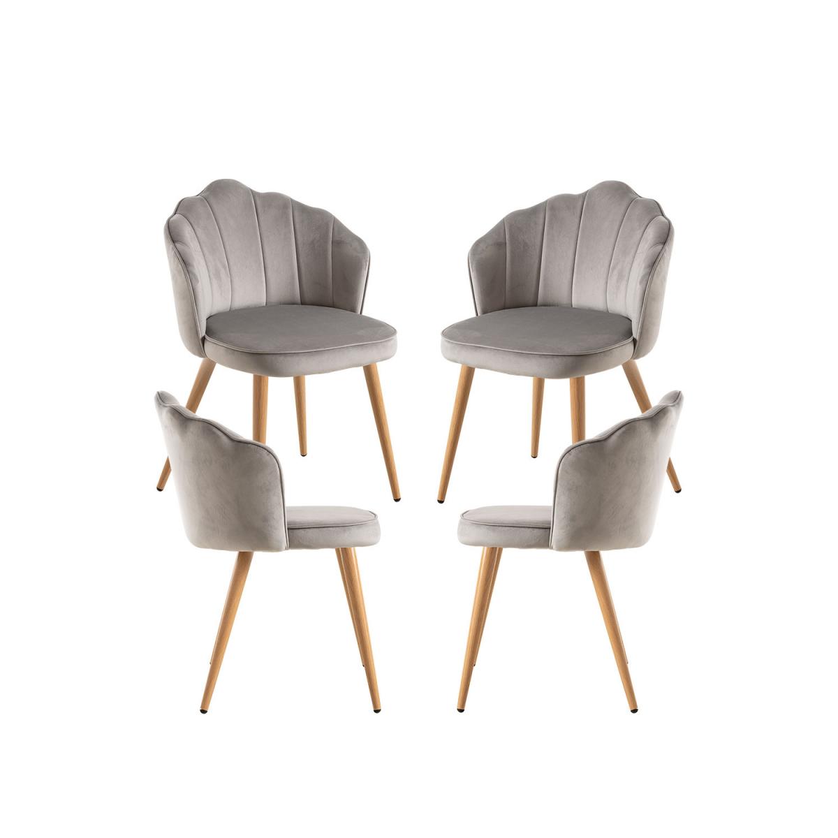 Regalos Miguel - Packs Sillas Comedor - Pack 4 Sillas Blume Terciopelo - Gris claro