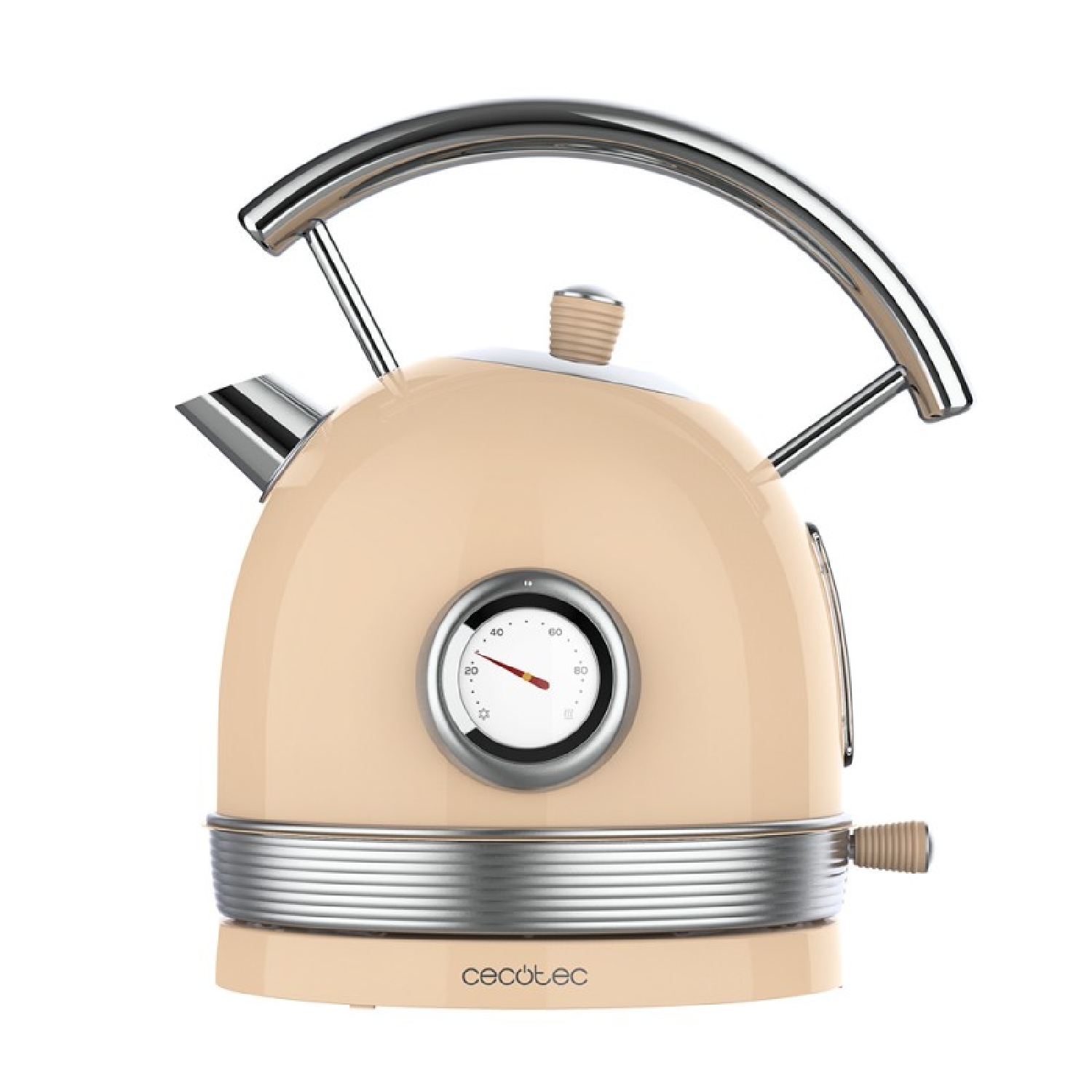 Cecotec Hervidor de Agua Eléctrico ThermoSense 420 Light Beige. 1,8 Litros de capacidad, 2200 W, Medidor de Temperatura