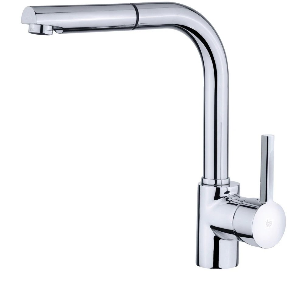 TEKA - Grifo de cocina ARK 938 EXT con caño retirable y surtidor tipo L, altura máxima 28,9 cm, acabado cromado, ideal para instalaciones y fontanería en cocinas modernas