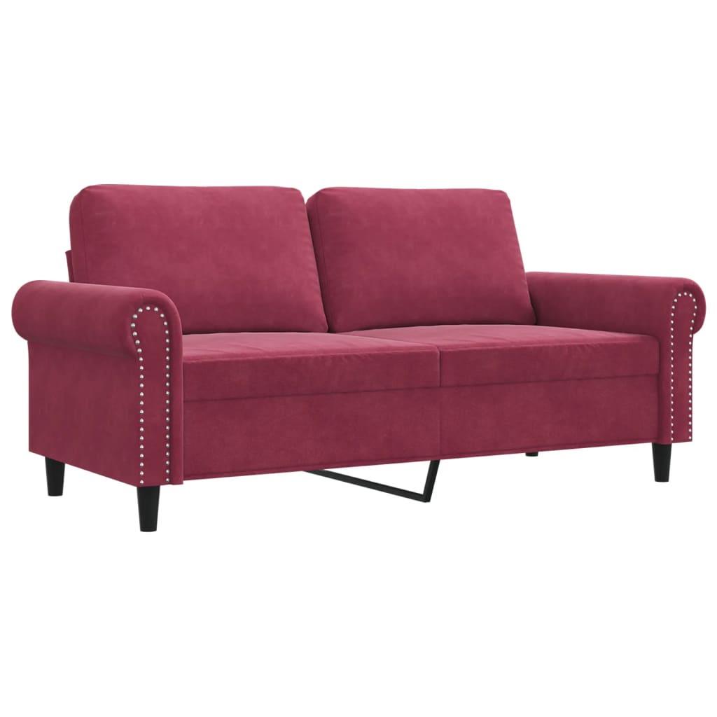 vidaXL Sofá de 2 plazas de terciopelo rojo tinto 140 cm