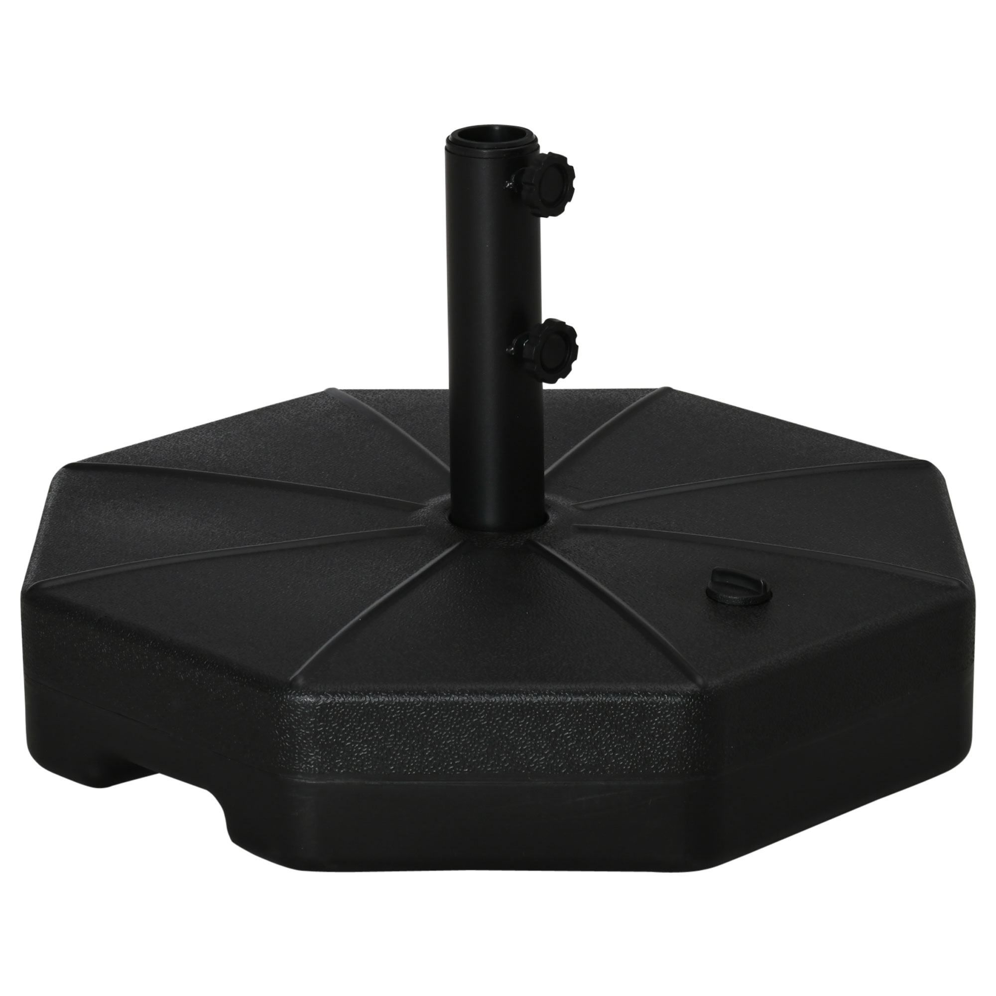 Outsunny Base de Sombrilla Rellenable de Agua 28 kg o Arena 40 kg Soporte de Parasol Octagonal Apto para Postes de 38mm 48 mm para Jardín Terraza Ø60x36 cm Negro