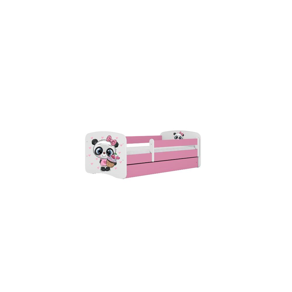 Cama 140 x 70 cm Kocot Kids com gaveta e colchão BabyDreams Panda Pink