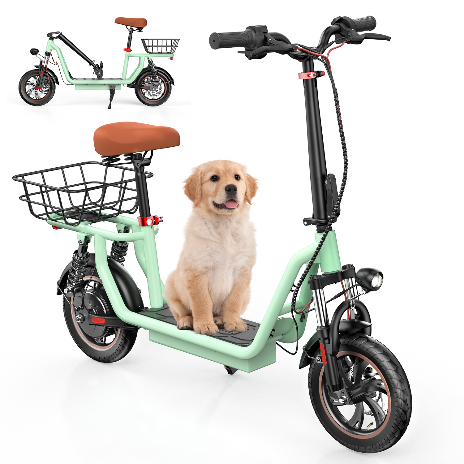 Patinetes Electricos Adultos iScooter verde i12 500W 12" 36V 7.5Ah Batería Máxima Alcance 35 Km Potente para Adultos