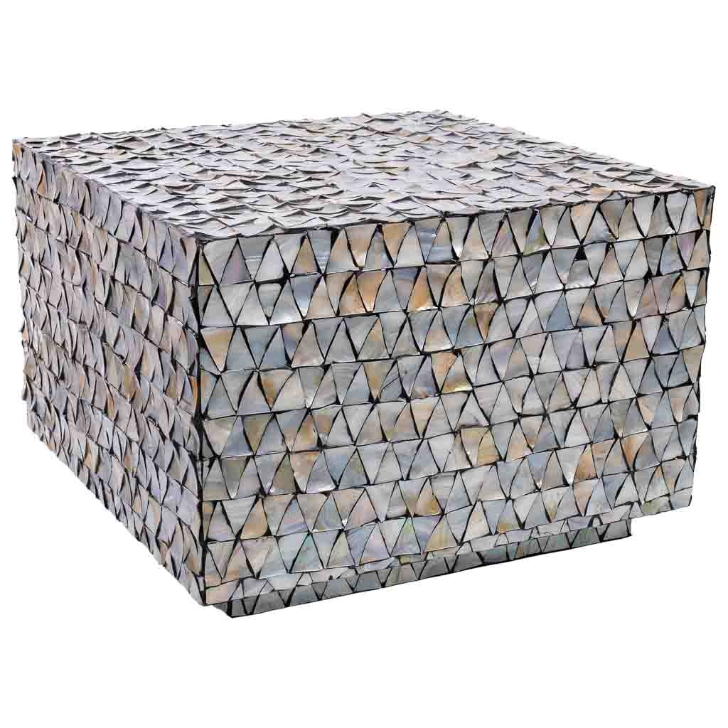 Wonderlust Deco - Mesa de centro de madera y madreperla gris 65x65x45h cm Gris 65x65x45h cm
