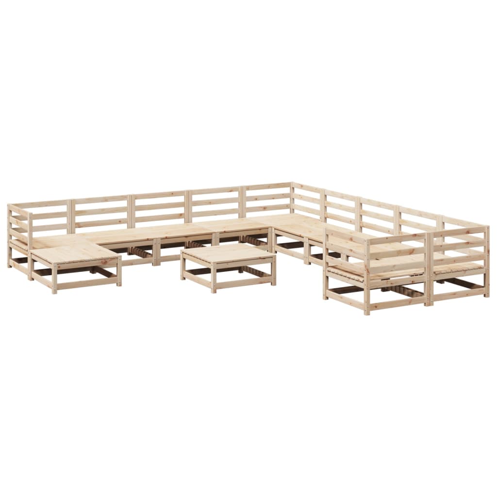 vidaXL Juego de sofás de jardín 12 piezas madera maciza de pino