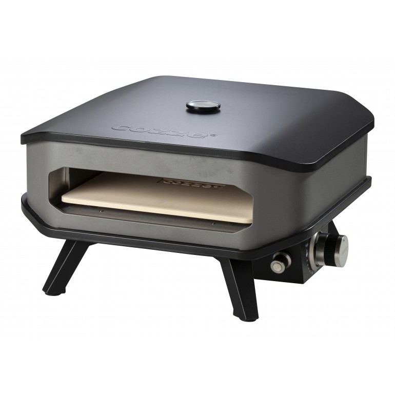 COZZE Horno de pizza a gas 13 "con término. Hasta 400 °, 34x34 cm, fácilmente transportable con piedra refractaria