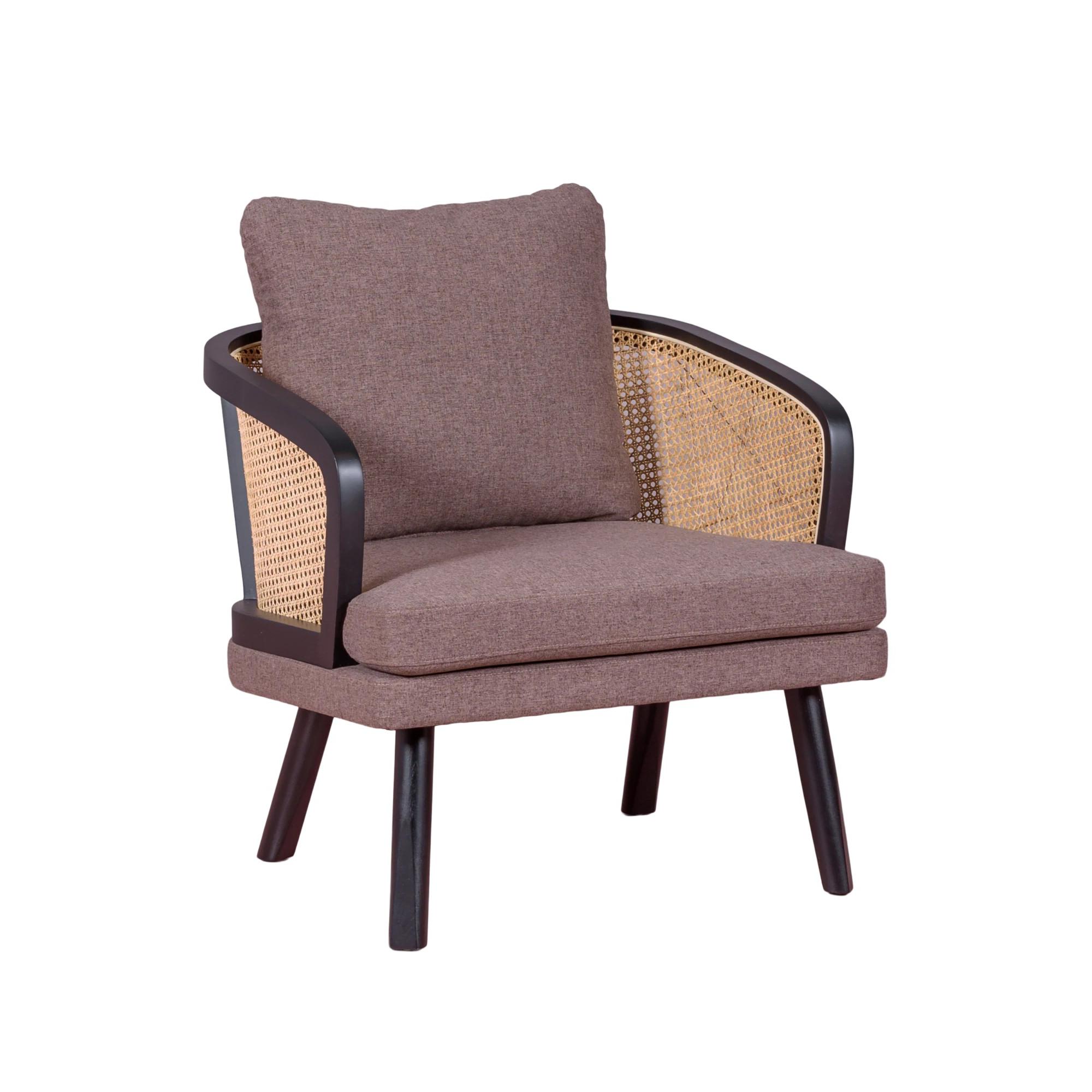 Nest Dream - Sillón retro vintage en ratán natural y cojín de algodón - Leeds