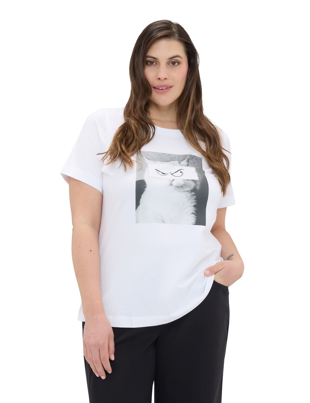 Fiorella Rubino - Camiseta de algodón con estampado de gato