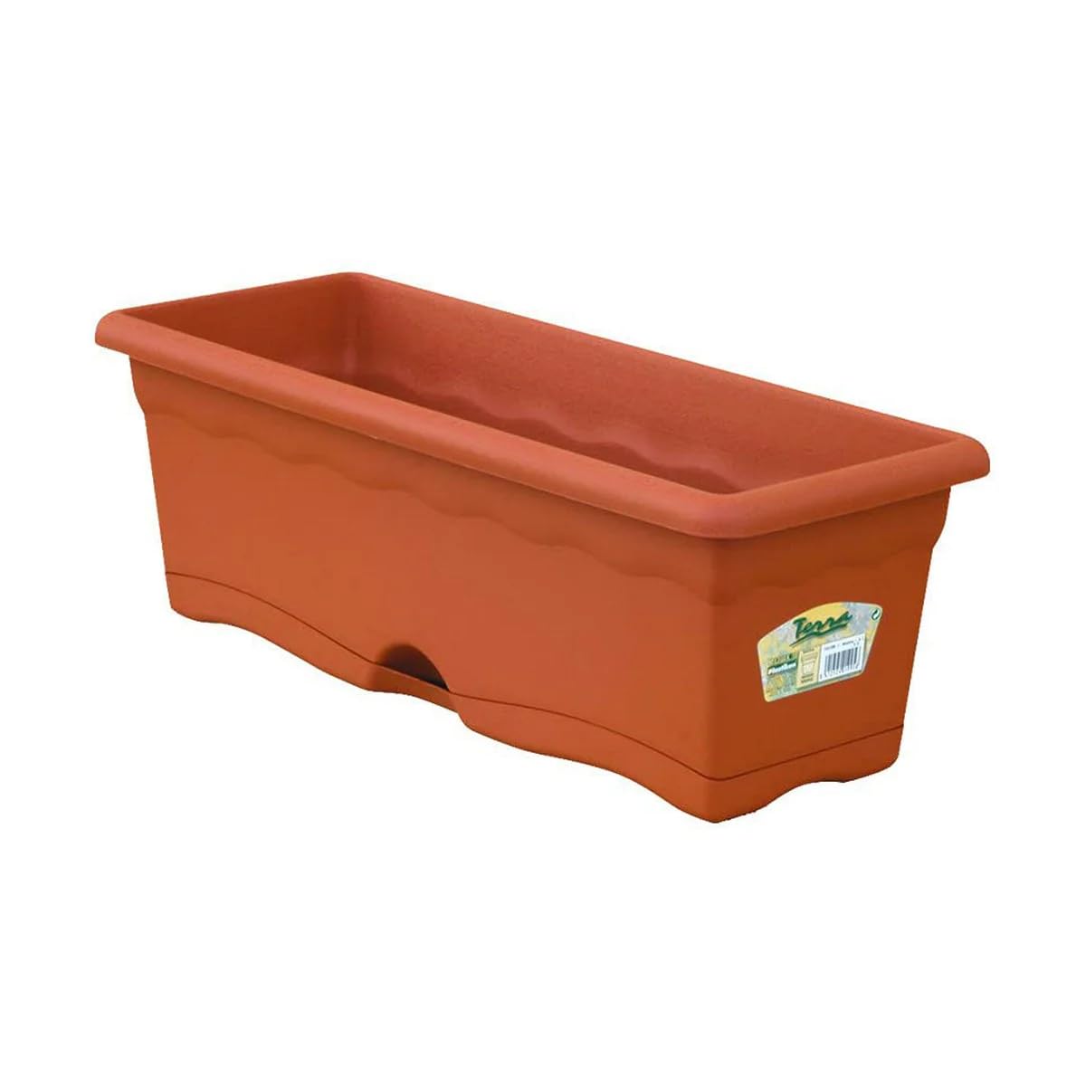 jardinera con plato integrado color terracota 60x20x17cm 12l