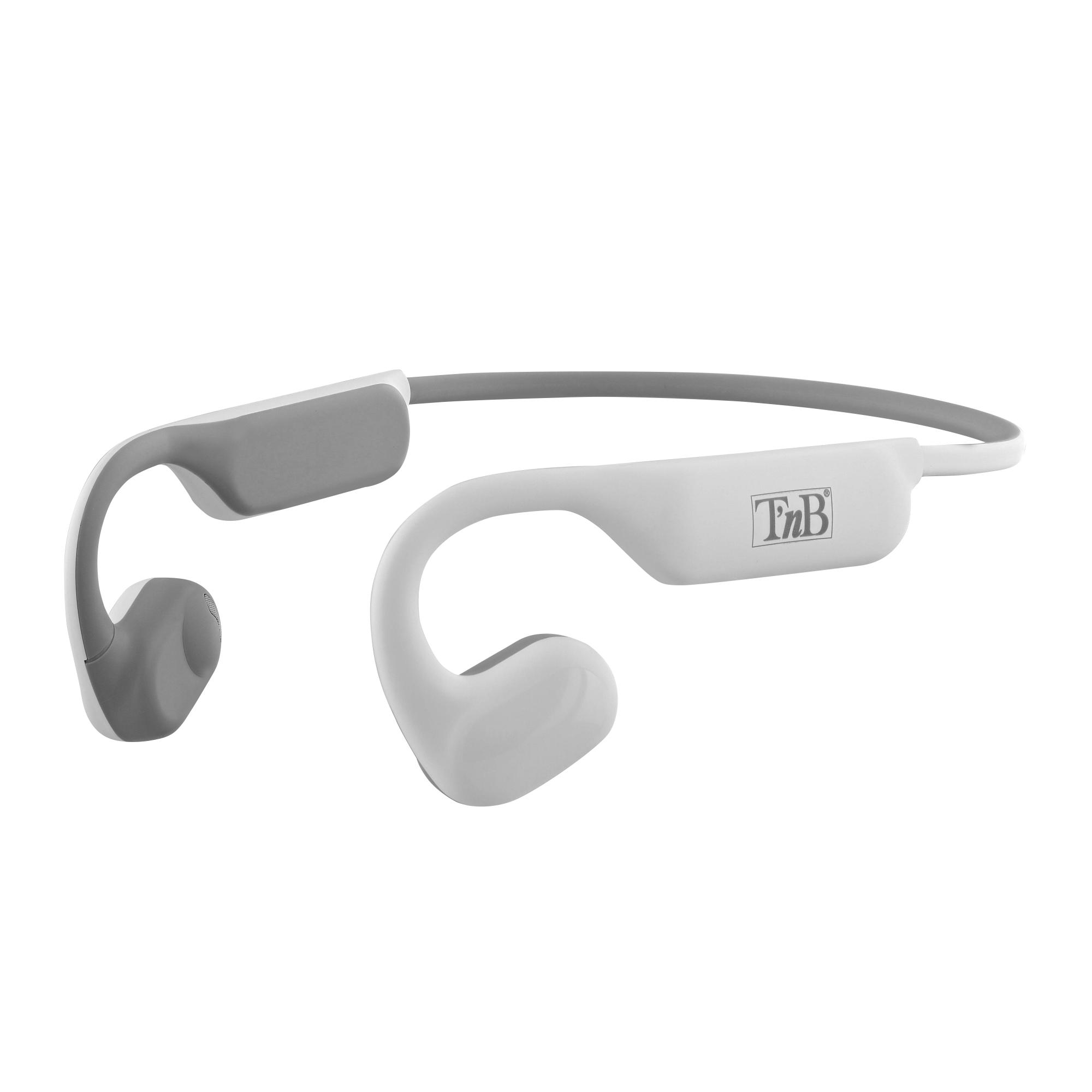 T'NB - Auriculares Bluetooth inalámbricos supraaurales, auriculares de conducción ósea, diseño con control táctil y caja de carga, color blanco