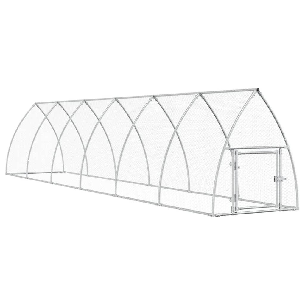 vidaXL Jaula para Gallinas Caseta de Pollos Gallinero Acero Galvanizado Plateado Dimensiones 100 x 105 x 120 cm, 300 x 105 x 120 cm, 600 x 105 x 120 cm