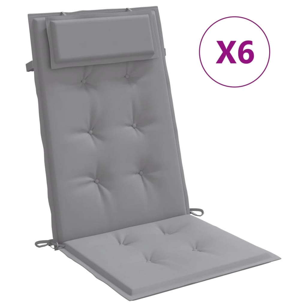 Vidaxl Cojines de Silla con Respaldo Alto 6 Uds Tela Oxford Color Gris
