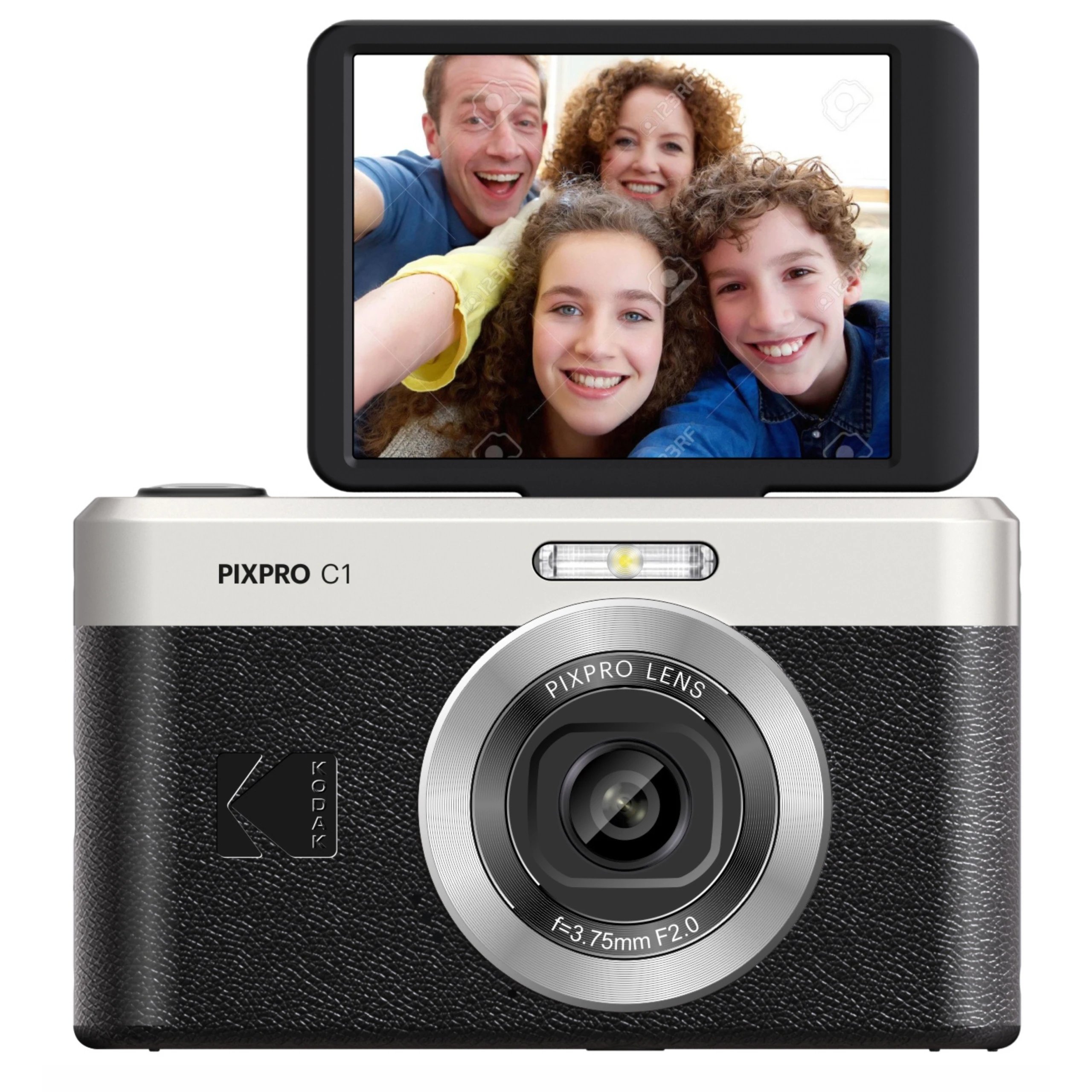 Cámara fotos digital Cámara compacta digital FHD 13 CMOS Visor Pantalla abatible 180° de 2,8 pulgadas (pantalla ajustable, 230k píxeles) Kodak PIXPRO C1  | Equivalente 26 mm, Negro