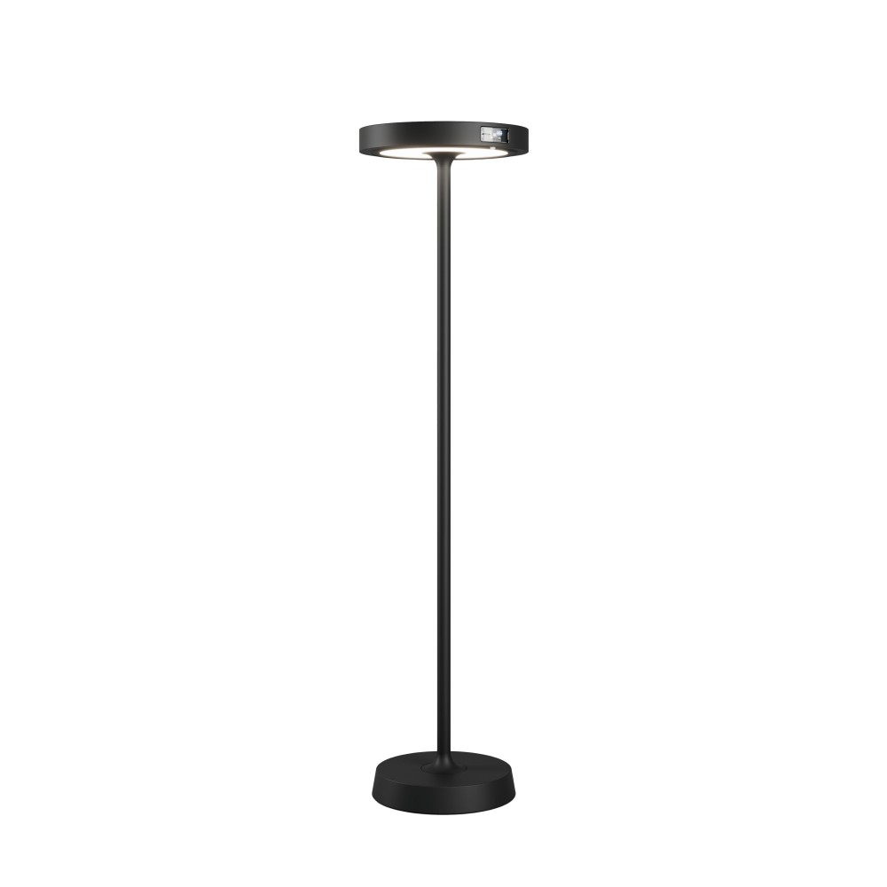 Lámpara de pie solar Barbell Solar RF - LED recargable de 65 W - Lámpara de pie para exterior, 3 alturas, 156-113-70 cm, color negro - ZAFFERANO