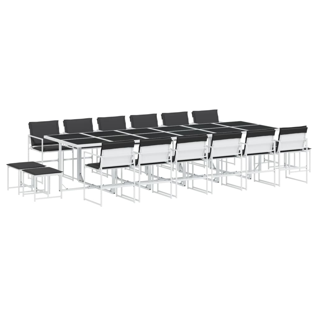 vidaXL Juego de comedor de jardín 17 pzas con cojines textilene blanco