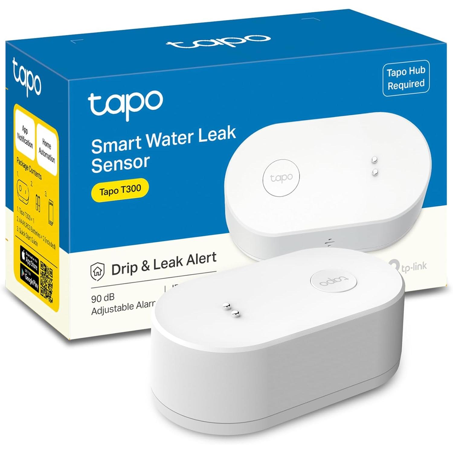 Tapo T300 – Sensor Inteligente de Fugas de Agua, clasificación IP66 a Prueba de Agua, Alarma de Fugas de 90 dB, Compatible con concentrador, Doble inducción
