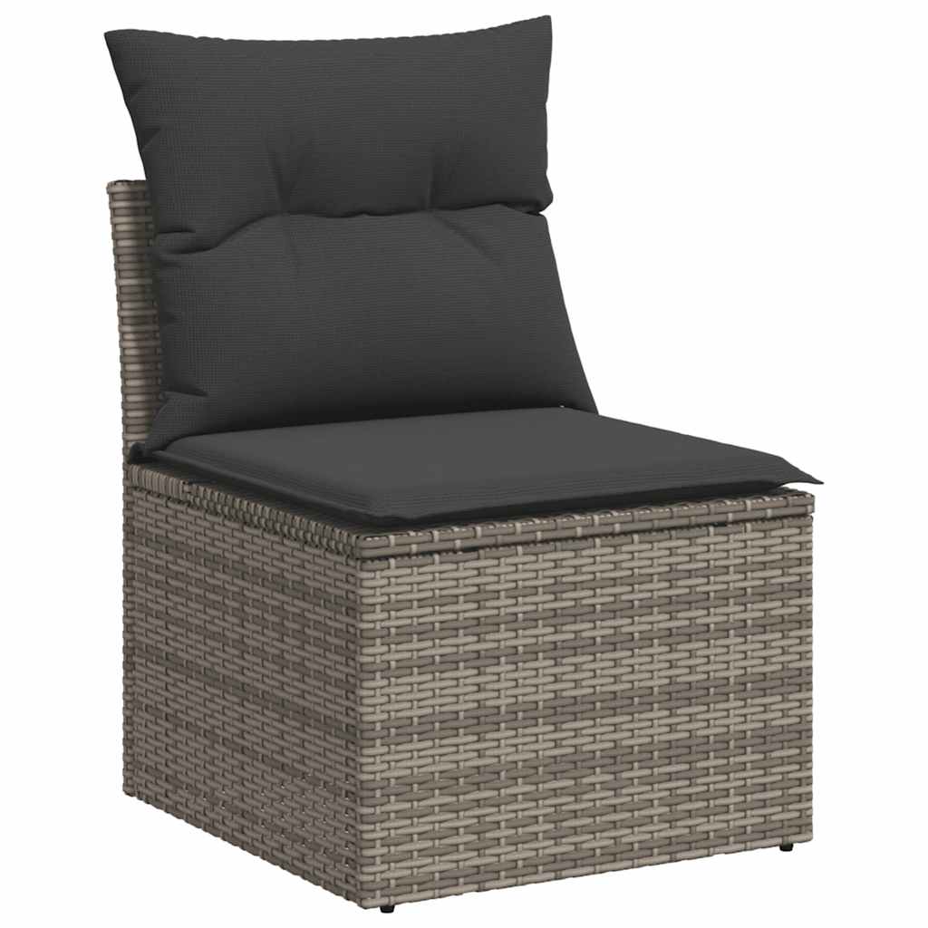 vidaXL Silla de jardín sin reposabrazos con cojines ratán PE gris