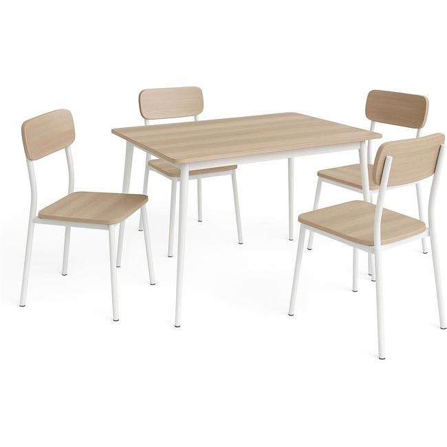 ORION91oficial® -Conjunto Mesa y 4 sillas KOBE 110x70cm, Fabricado con Metal y MDF, Mesa Comedor, Conjunto Estilo Atemporal (Taupe/Blanco)- spaziOrion91