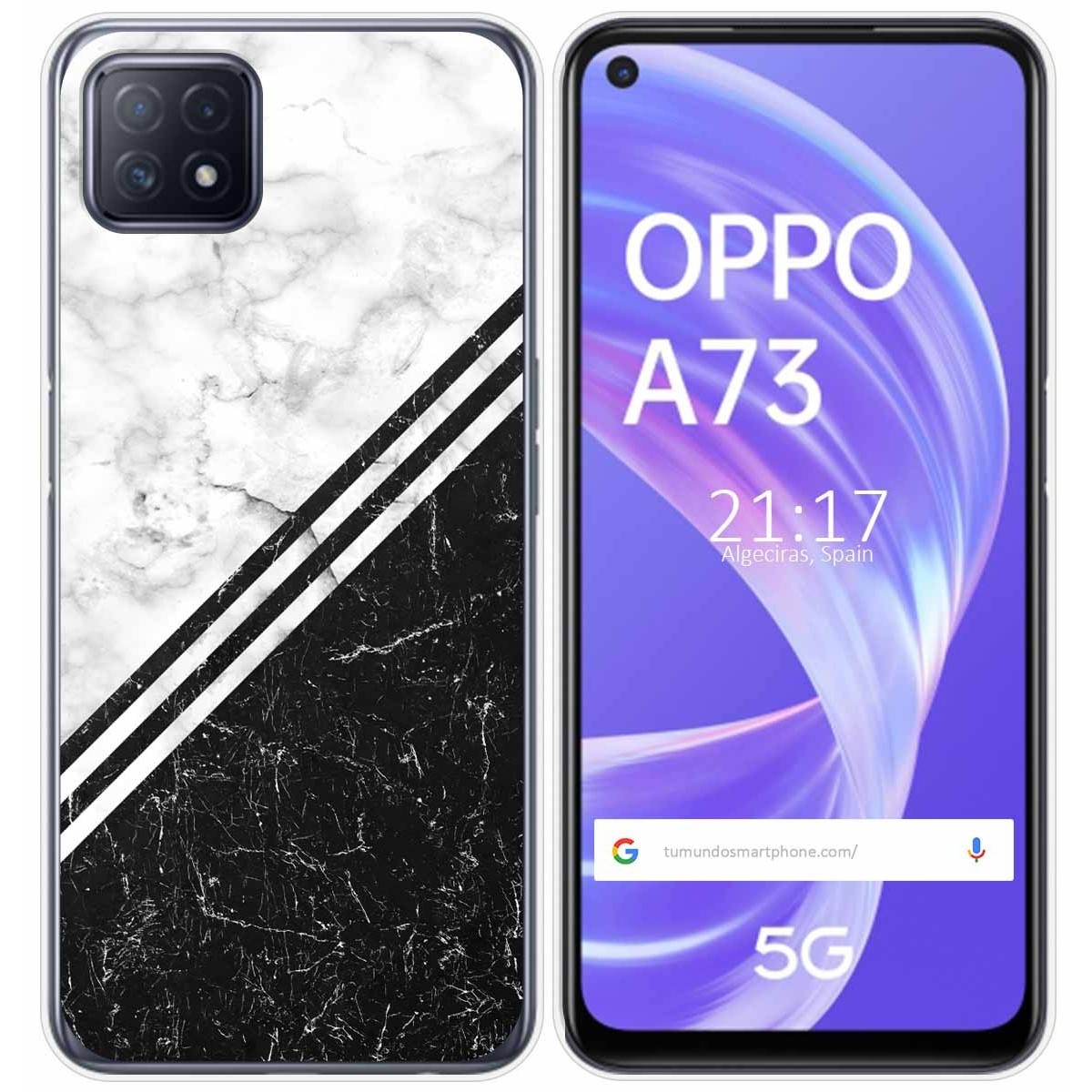 Tumundosmartphone Funda Gel Tpu para Oppo A73 5G diseño Mármol 01 Dibujos