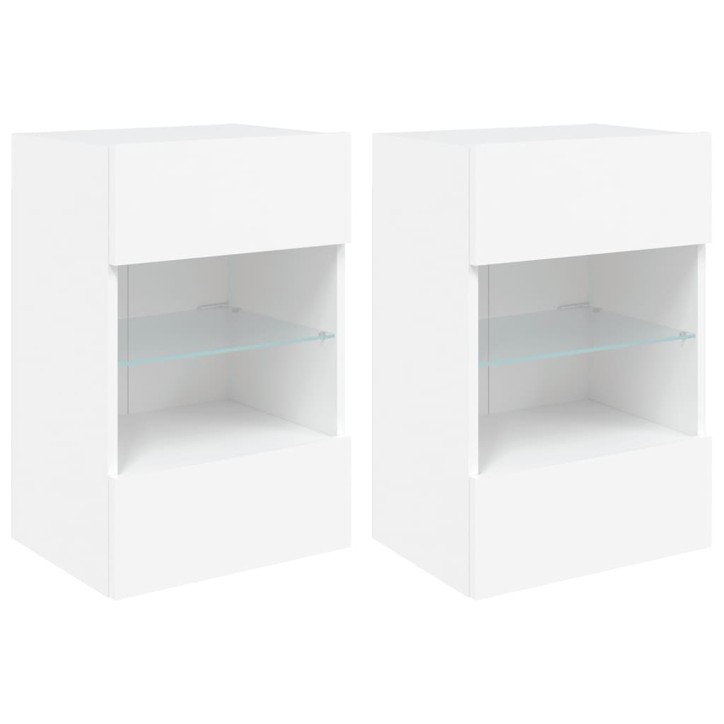 Vidaxl Muebles TV Pared Luces LED 2 Uds 40x30x60,5 Cm