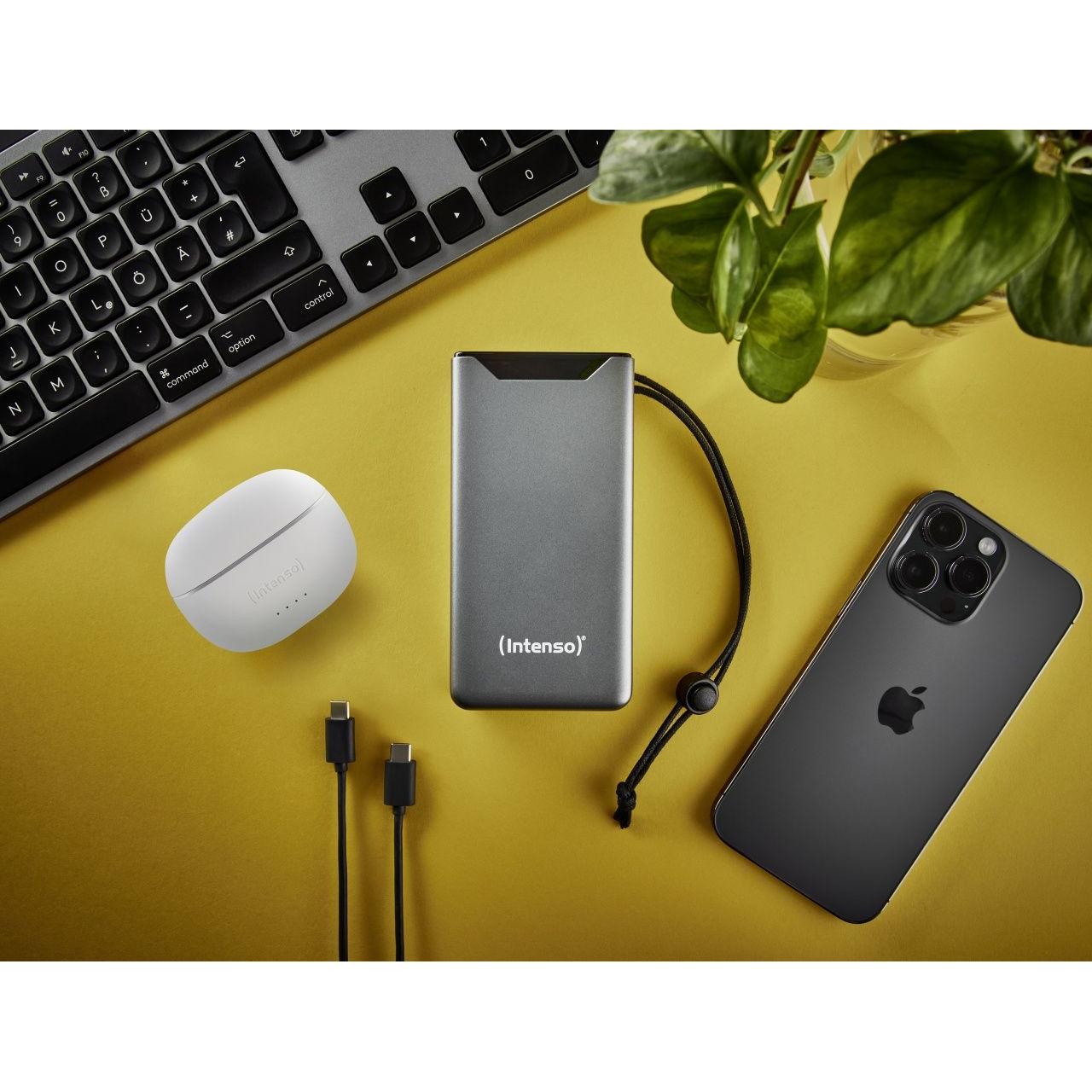 Intenso - Powerbank F20000 de 20000 mAh con carga rápida, 2 salidas USB y protección contra sobrecargas, color gris
