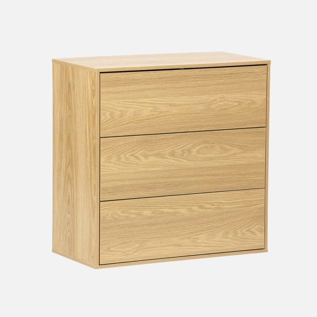 sweeek - Cómoda efecto madera, 3 cajones , Kompo , 70x35x70