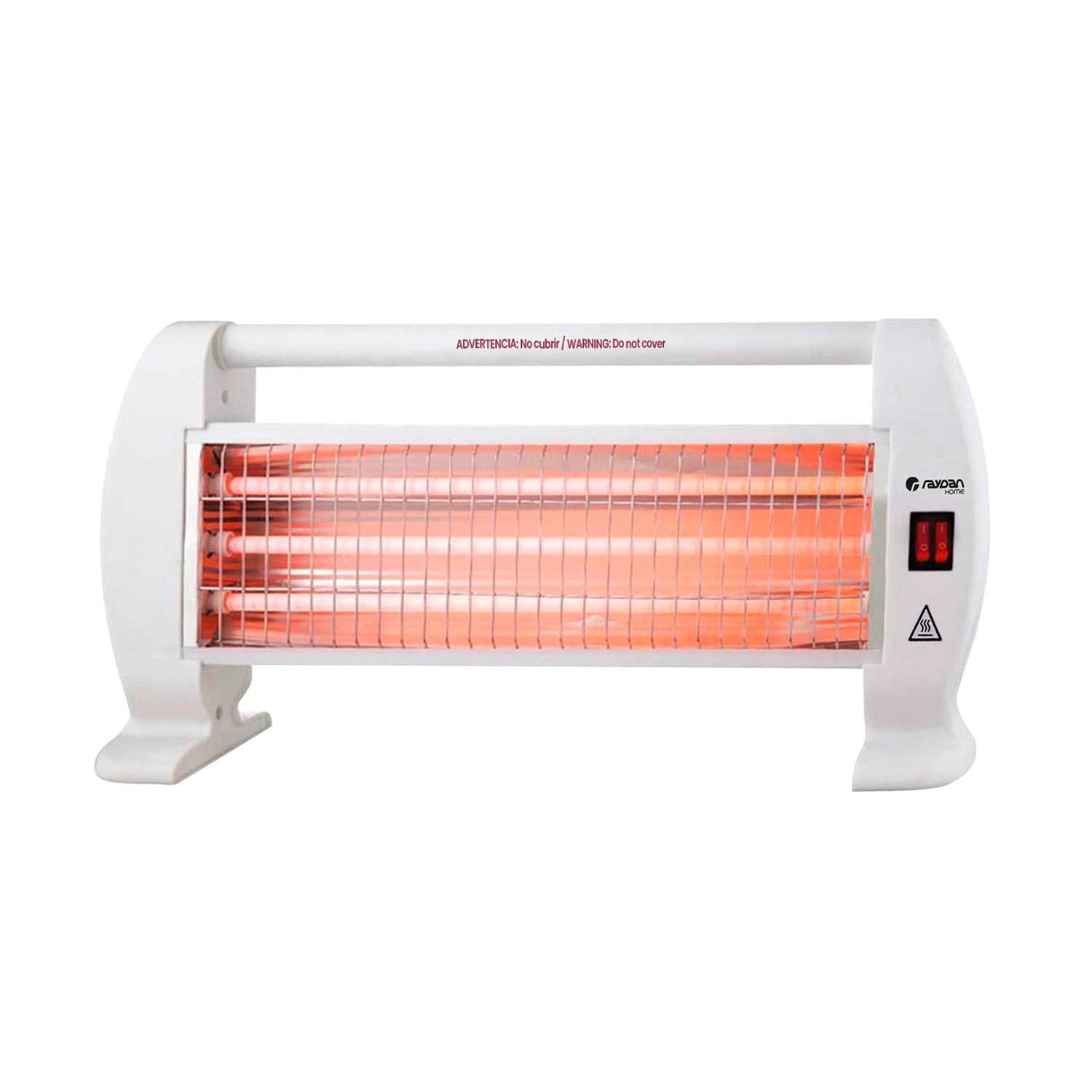 Estufa de Cuarzo Blanco 1200W Raydan Home | Radiador Eléctrico Barras de Cuarzo Horizontales | Bajo Consumo 3 Niveles de Potencia | Sensor Antivuelco