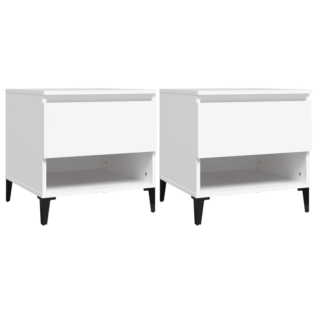 Vidaxl Mesas Auxiliares Contrachapadas 2 Uds 50x46x50 Cm Blanco y Negro
