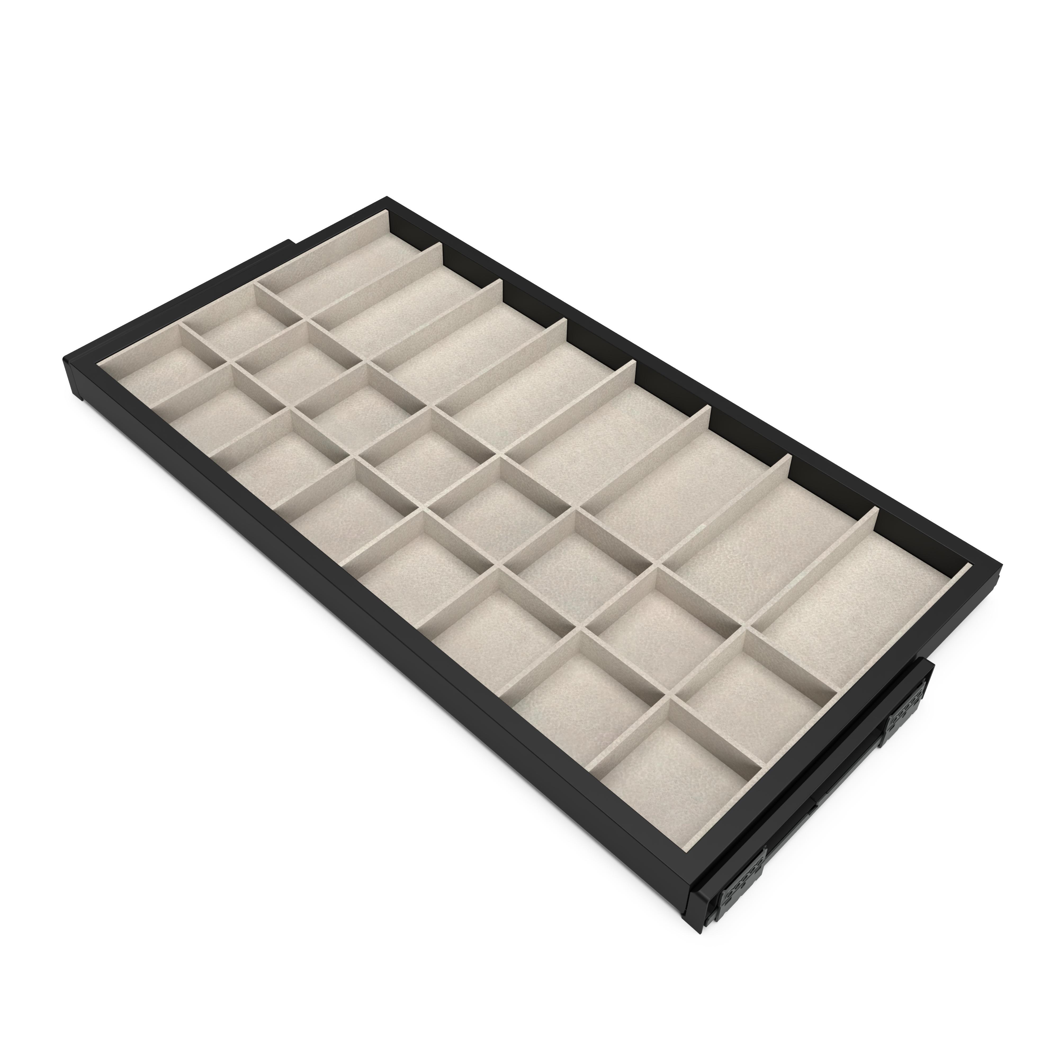 Kit de cajón organizador y bastidor de guías con cierre suave para armarios, regulable, módulo 900mm, negro texturizado y gris piedra