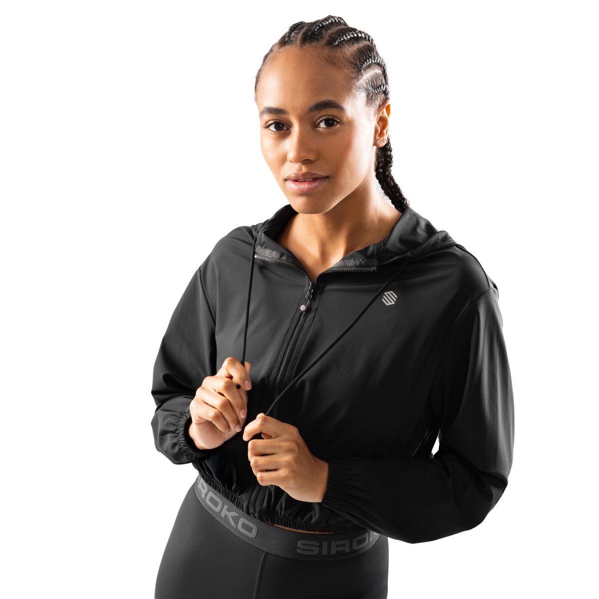 SIROKO - Chaqueta Cortavientos Cierre Cremallera con Capucha Gym & Trainning Mujer_