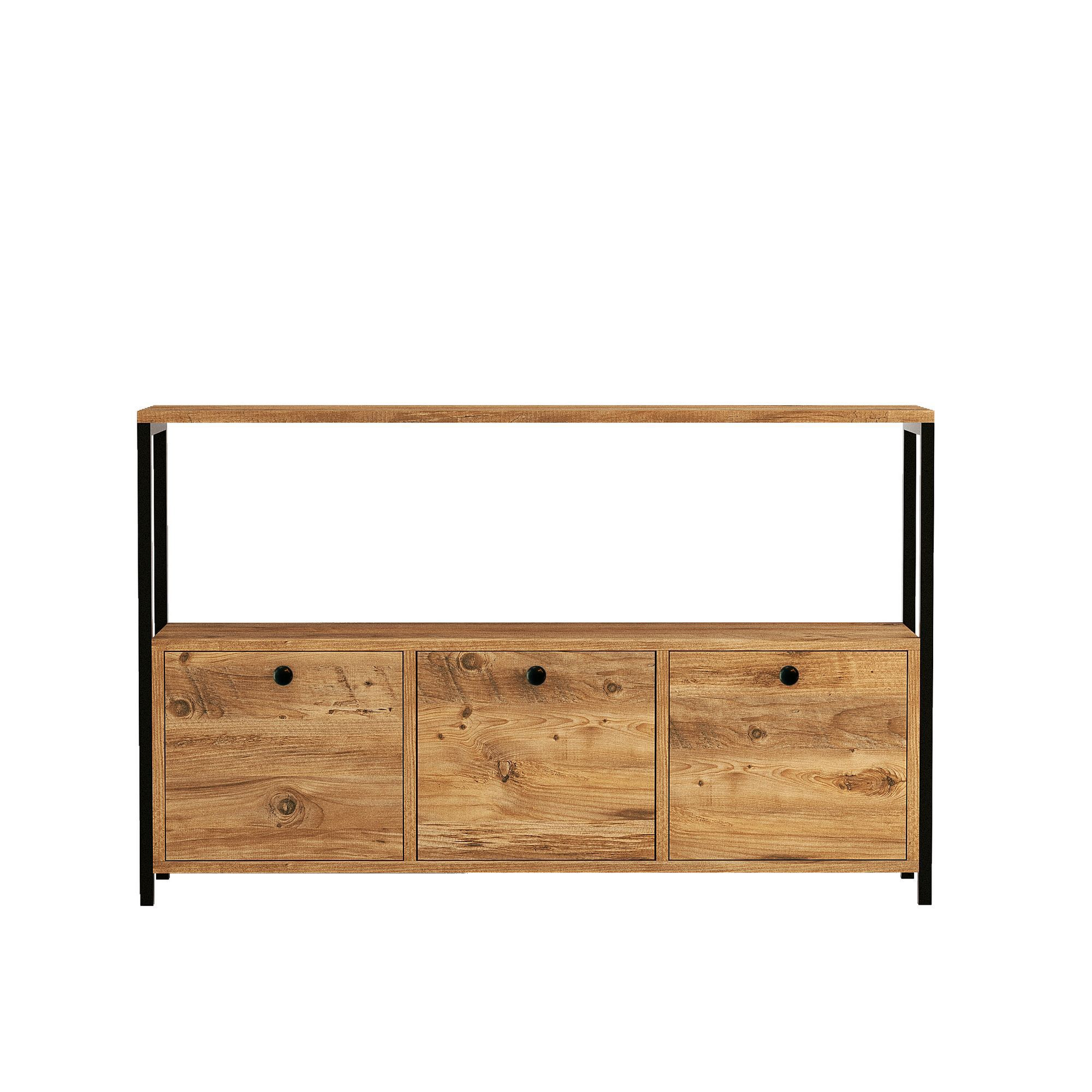 Habitat y Jardin - Aparador de madera "Nero" - 120 x 30 x 75 cm - Pino atlántico negro