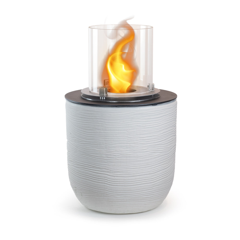 Chimenea de Bioetanol brasero de Jardín Para interior y exterior RAFFAELLO Blanco Perla d.35xh55
