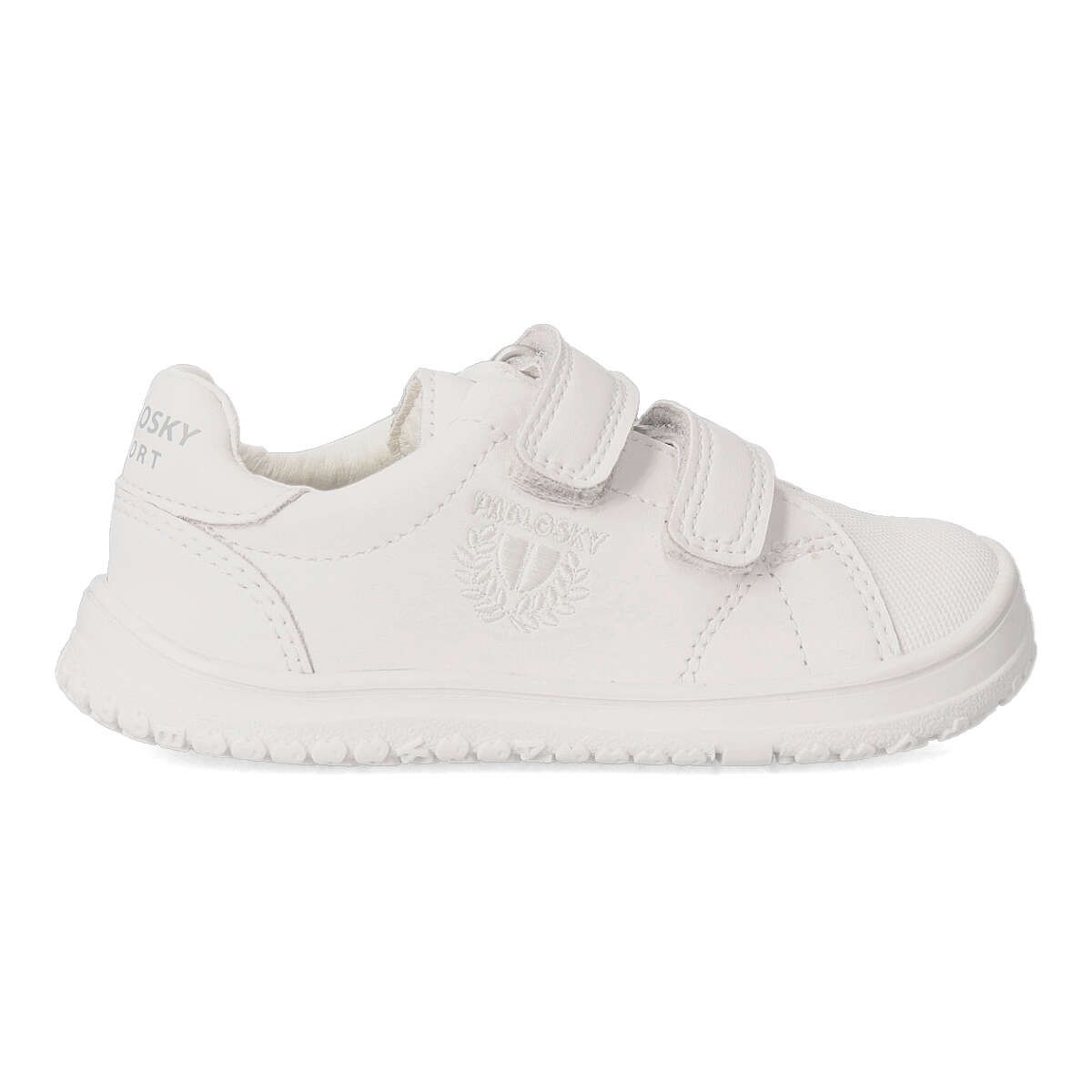 Pablosky - Zapatillas deportivas colegiales con velcro, de piel primera calidad, forro inTech absorbente y suela ultraligera, color blanco