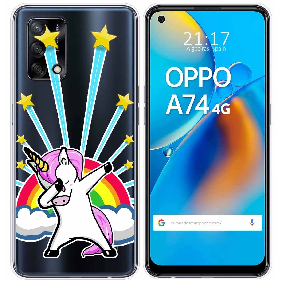 Tumundosmartphone Funda Gel Transparente para Oppo A74 4G diseño Unicornio Dibujos