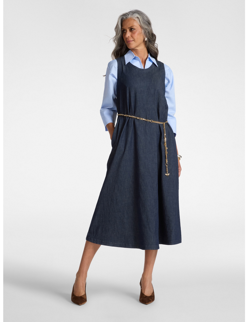 Elena Mirò - Vestido en Chambray sin mangas