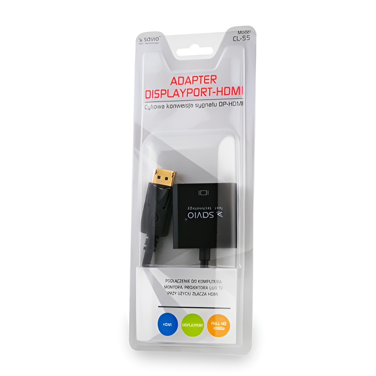 Savio CL-55 Adaptador de Cable DP HDMI A Negro - Conector Macho/Hembra 0,2m