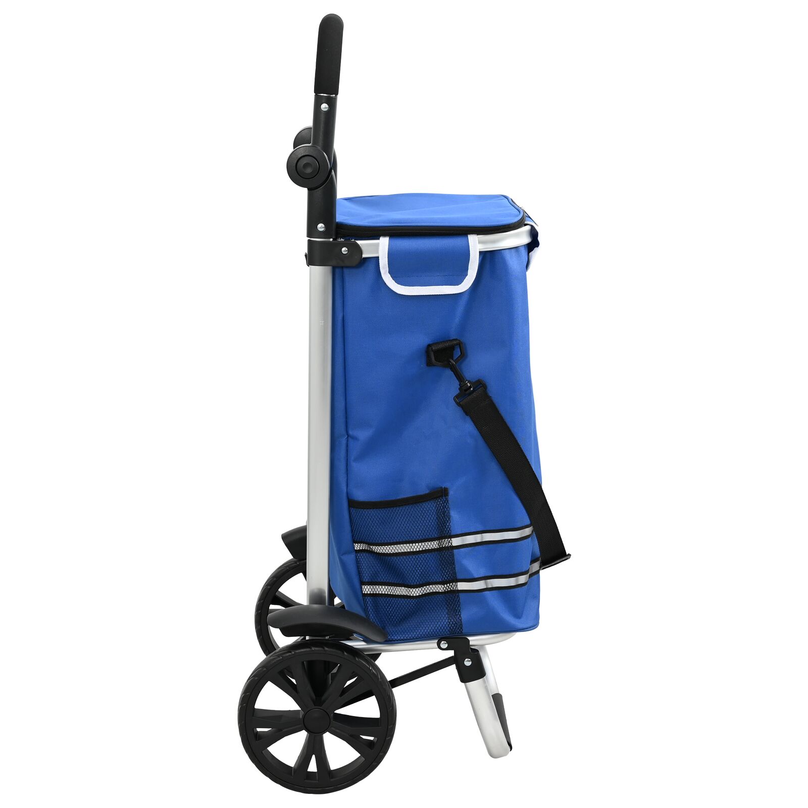 Carro de Compras vidaXL con Ruedas y Mango Ajustable Azul 40 L