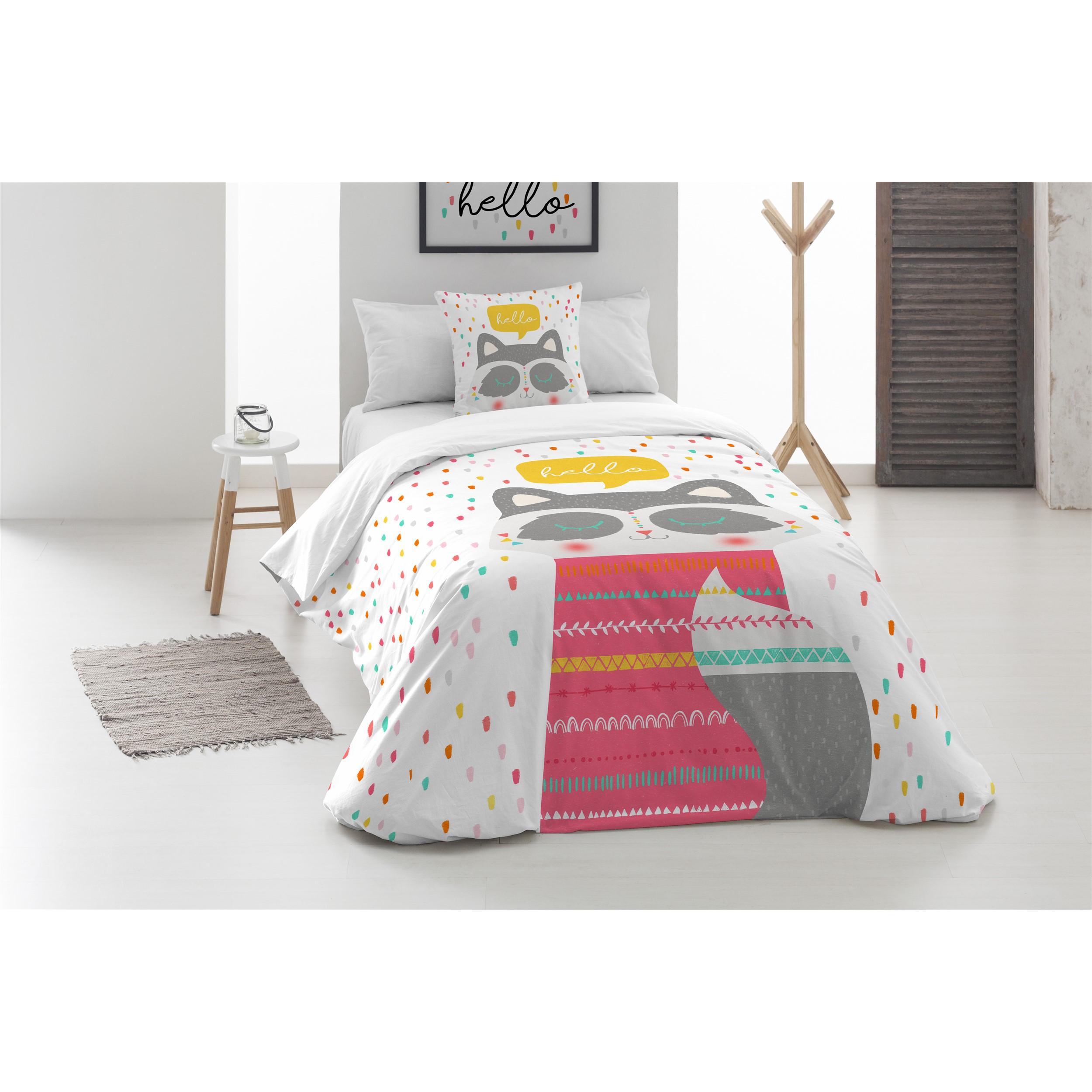 BOHEME - Funda Nórdica Infantil 100% Algodón Mapache 140X200 | Suavidad y Diseño