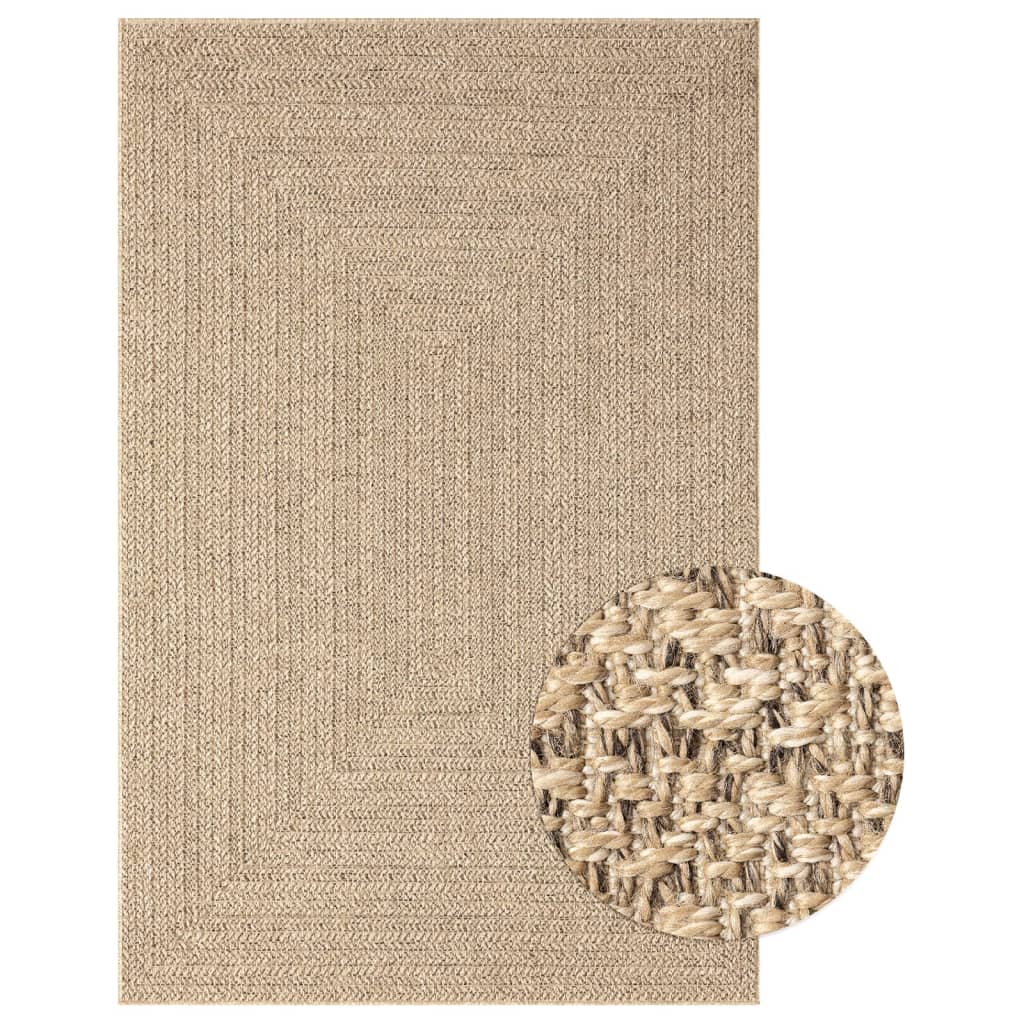 Vidaxl Alfombra ZIZUR Apariencia de Yute Interior y Exterior 160x230 Cm Estampado Rectangular