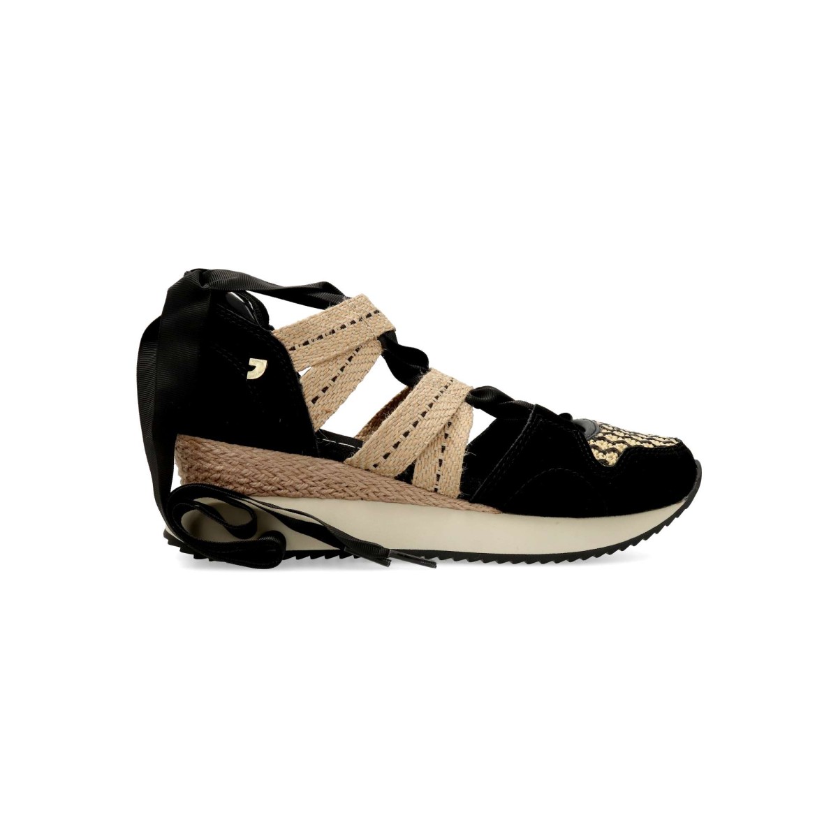Gioseppo - Zapatillas sneakers cintas cuña Kidika para mujer, estilo espadrille con tiras al tobillo y suela EVA sobre goma, altura 5 cm